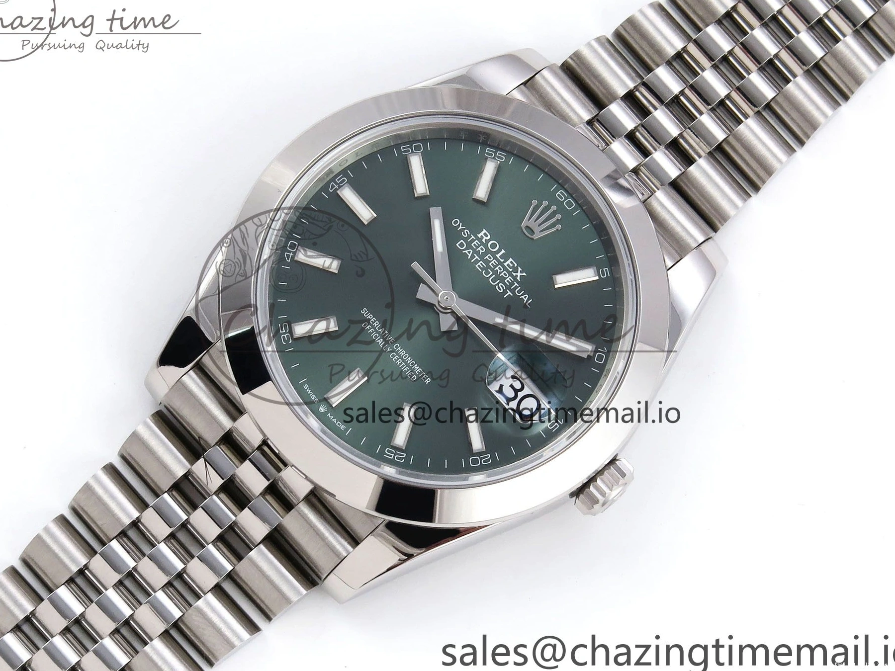 Best AAA Replica Sites 904L on VSF Dial DateJust FreshLook 1282 Edition 41 VS 126330 Green SS Jubilee Bracelet 1:1 Best 0115